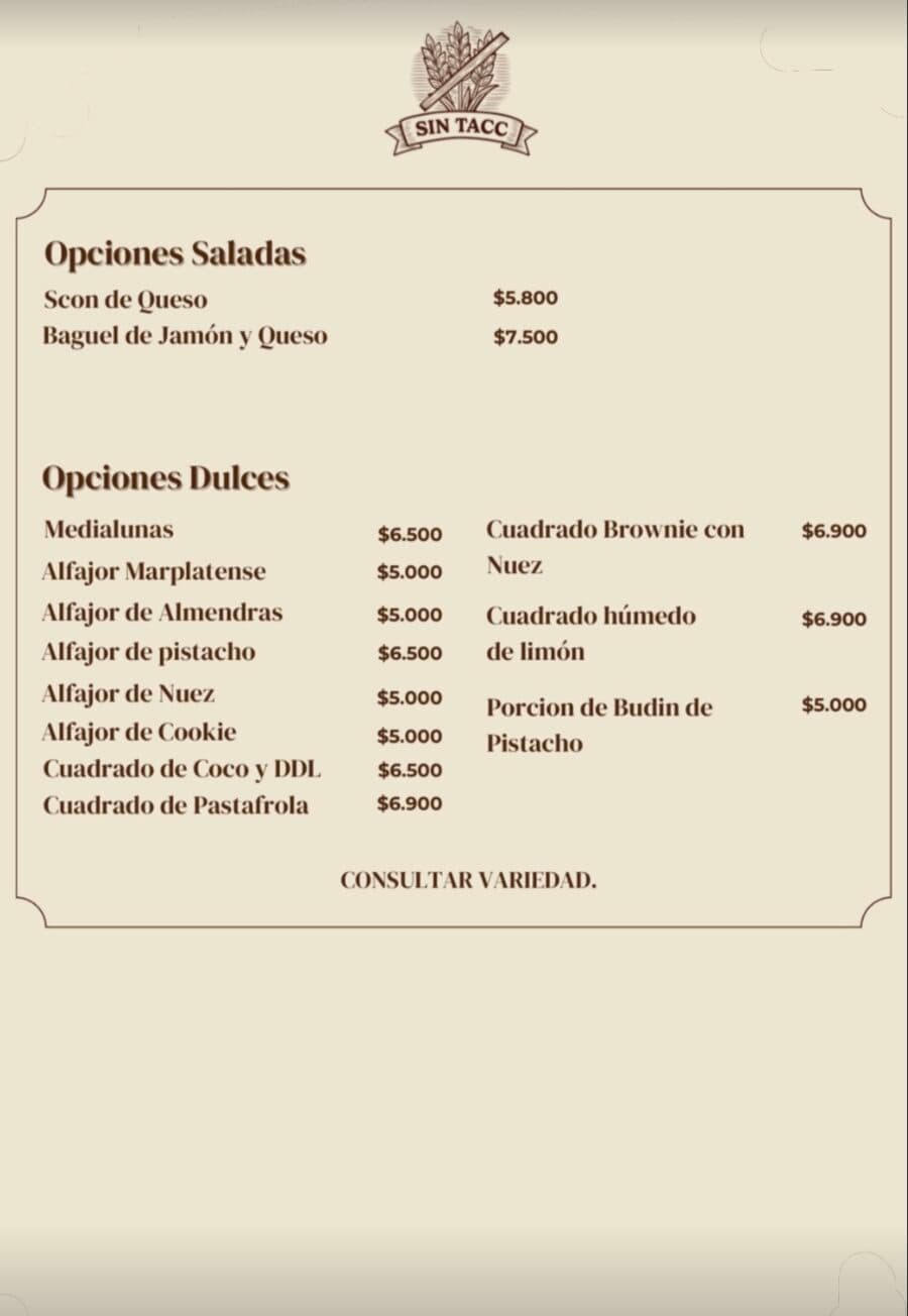 Opciones sin TACC